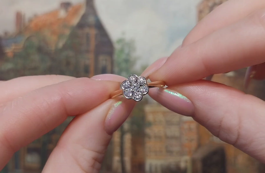 Vintage diamanten bloem cluster ring
