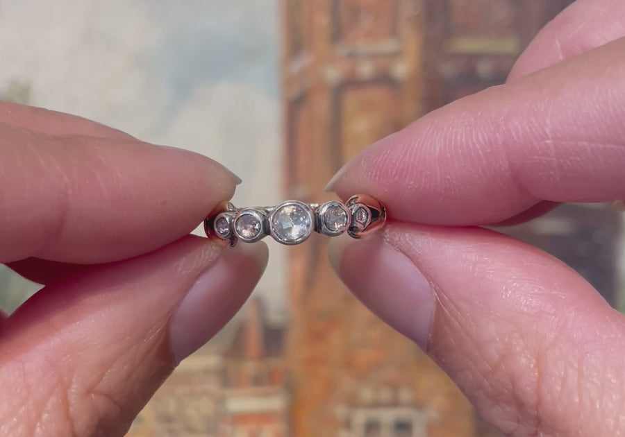 Rose diamond ring in silver and gold