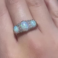 Edwardian opal and old cut diamond ring
