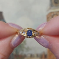 Antique sapphire and diamond ring from 1918