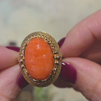 Cabochon 'engelenhuid' ring van 14 karaat goud