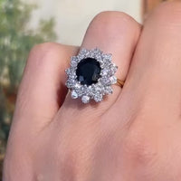 18 carat gold sapphire and diamond cluster ring