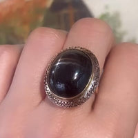 Vintage 14 carat gold ring with cabochon cut star diopside