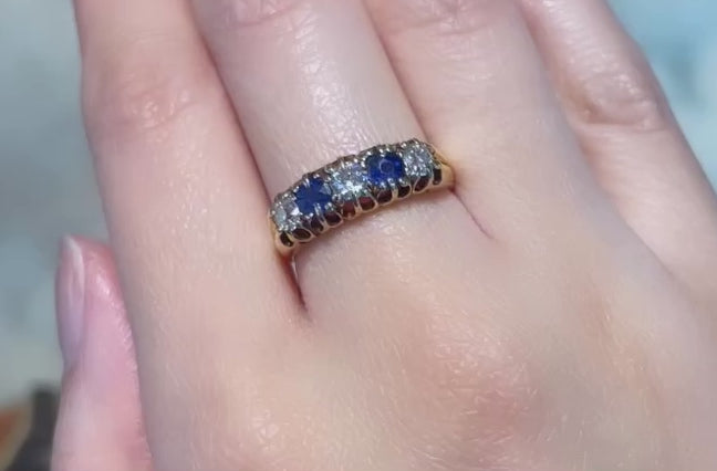 Sapphire and old cut diamond ring from 1896