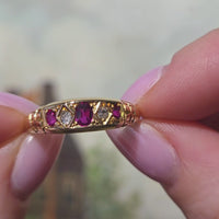 Edwardiaanse robijn en oud geslepen diamanten ring uit 1913