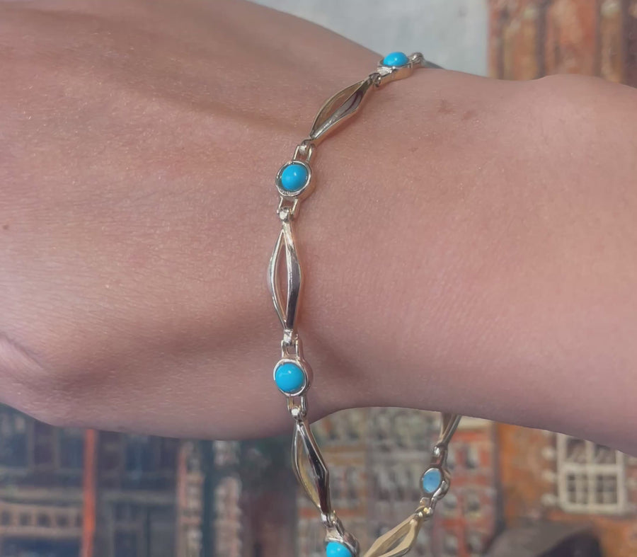 14 karaat gouden armband met turkoois stenen