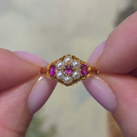 Ring met robijn en parel uit 1872