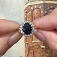 Vintage sapphire and diamond cluster ring