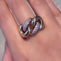 14 carat gold knot ring with diamonds