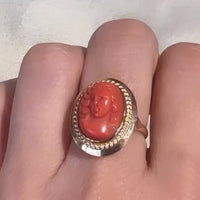 Coral cameo ring in 14 carat gold