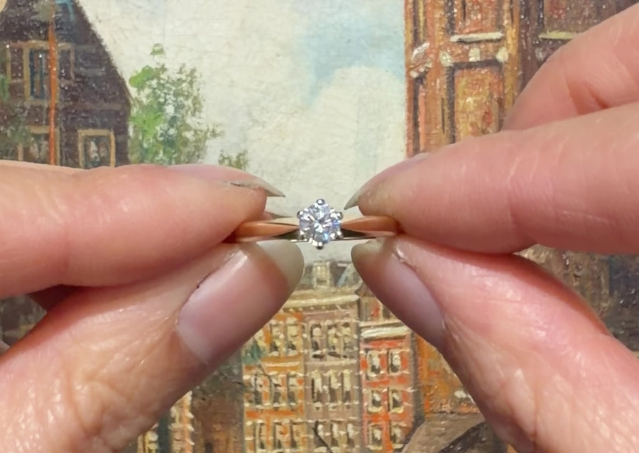 14 karaat gouden diamanten solitair ring