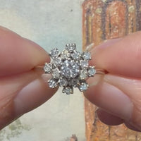 Snow flake diamond cluster ring in 14 carat gold