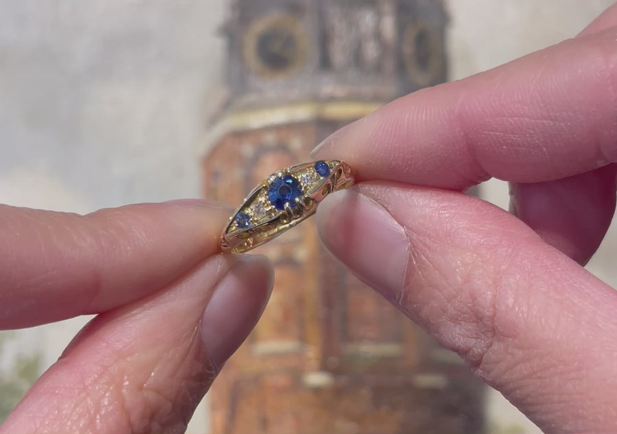 Edwardian sapphire and diamond ring from 1912