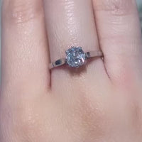 Old cut diamond solitaire in 14 carat white gold