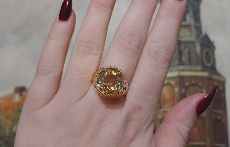 Vintage citrien ring in 14 karaat goud