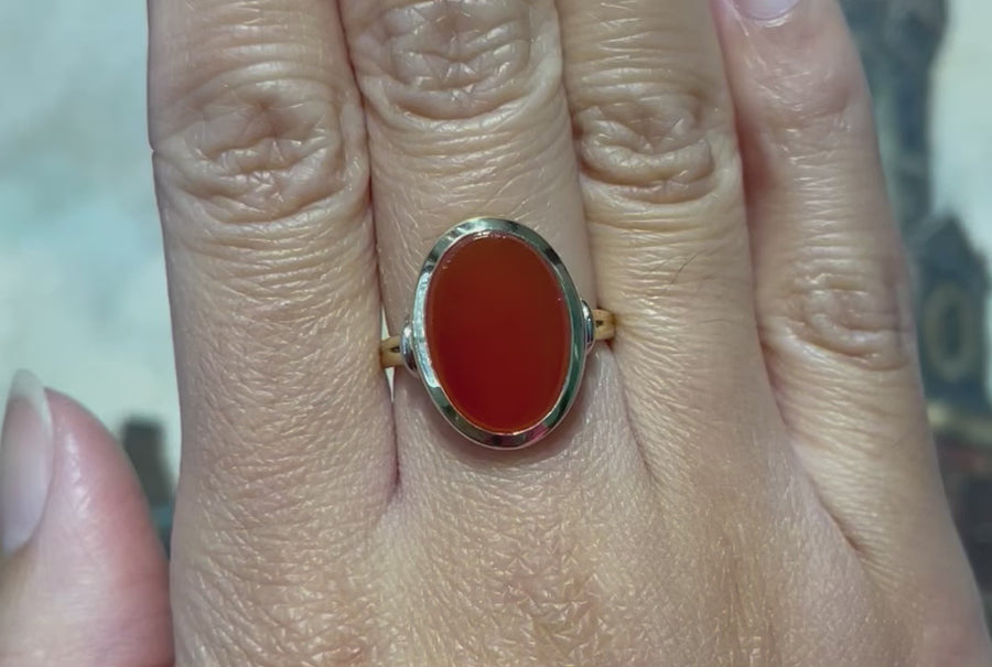 Vintage zegelring met carneool