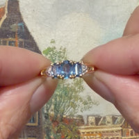 Three stone sapphire ring in 14 carat gold