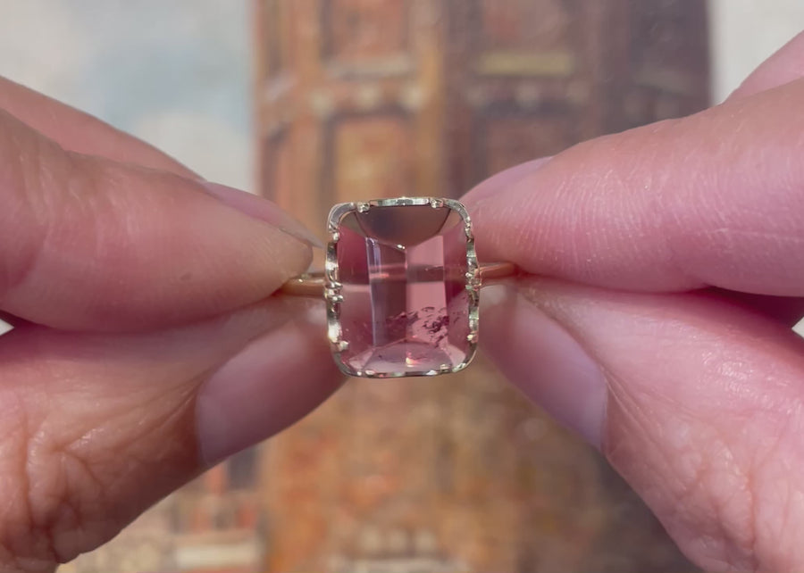 Faceted tourmaline ring in 14 carat gold