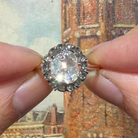 Vintage roos diamanten ring van 14 karaat goud en zilver