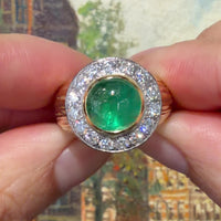 Smaragd en diamanten ring van 14 karaat goud
