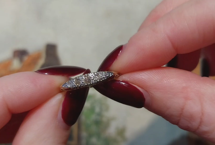 Vintage gouden en platina ring met diamanten