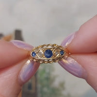 Edwardian sapphire and rose diamond ring from 1914