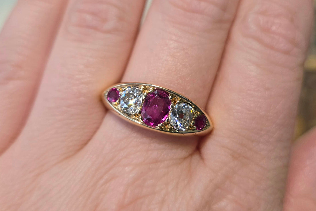 Victorian ruby and old mine cut diamond ring-Antique rings-The Antique Ring Shop