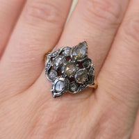 Antique rose diamond ring in silver and gold