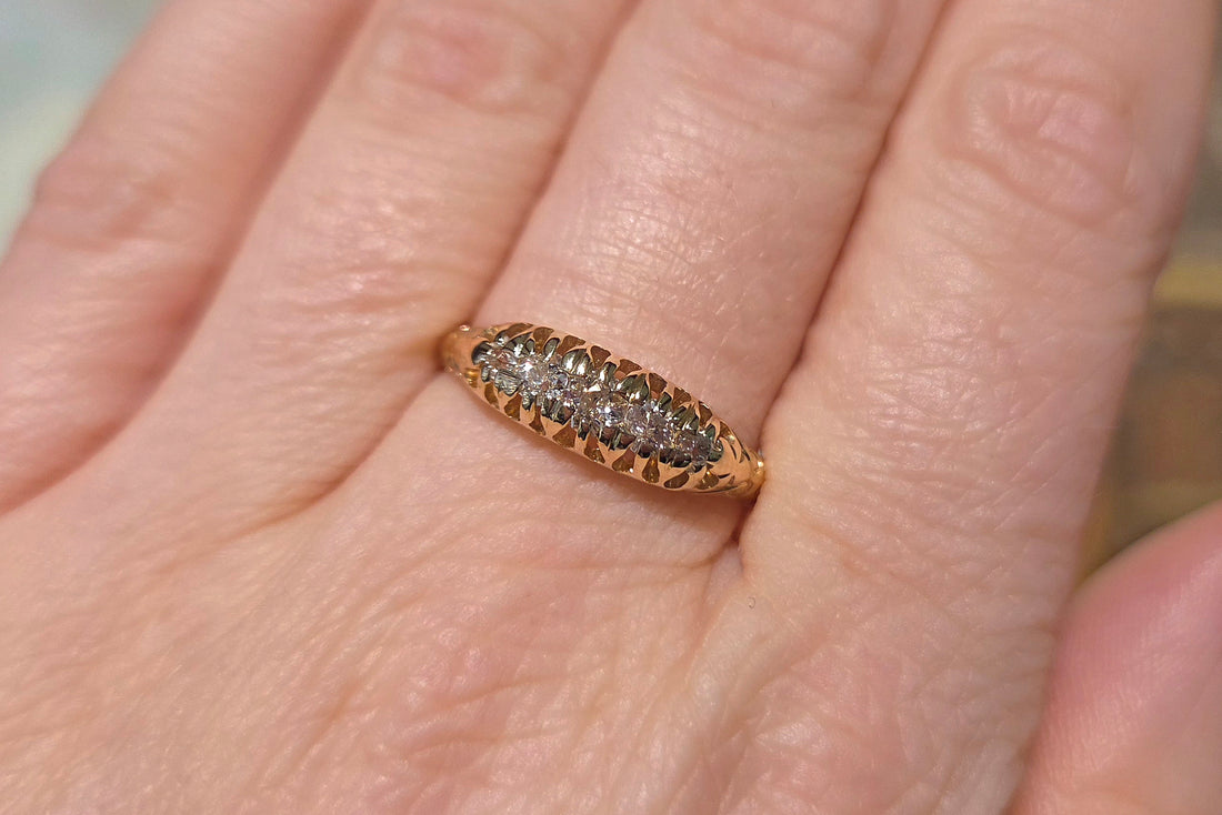 Victorian five stone old cut diamond ring from 1883-Antique rings-The Antique Ring Shop