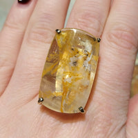 Large rock crystal ring in 14 carat gold-Vintage Rings-The Antique Ring Shop