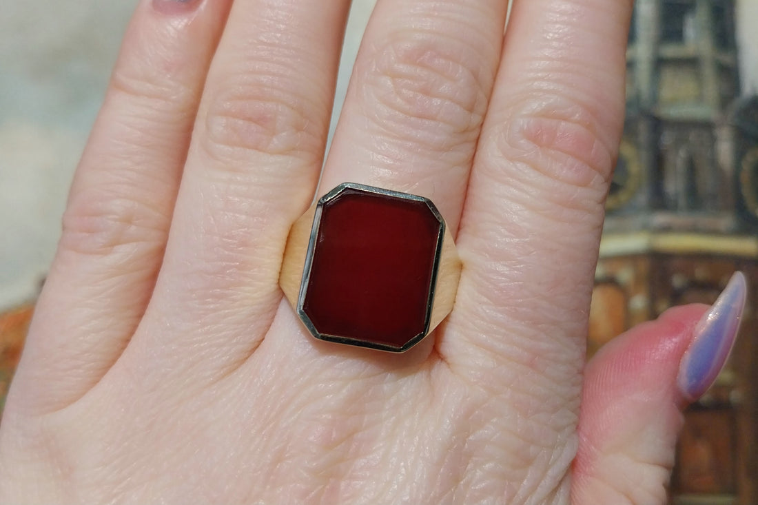 Vintage Dutch carnelian signet ring-The Antique Ring Shop
