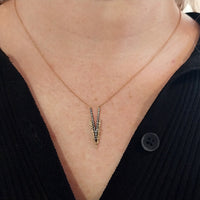18 carat gold V pendant with diamonds-Pendants-The Antique Ring Shop