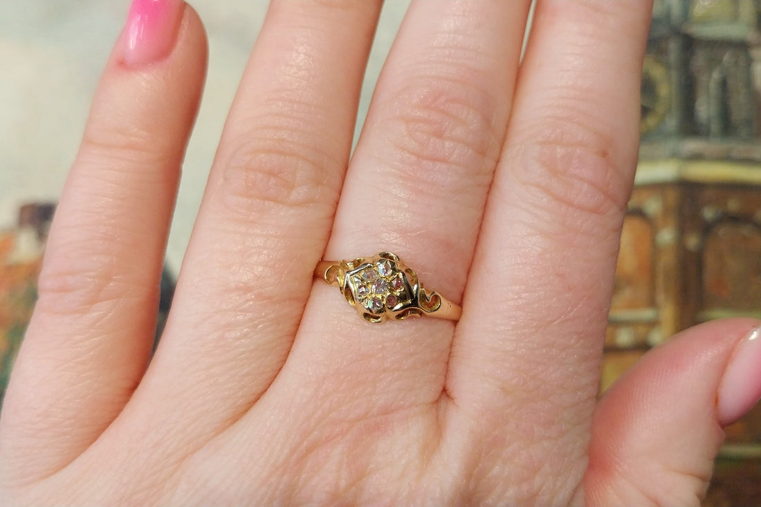 Victorian rose and old cut diamond ring from 1897-Antique rings-The Antique Ring Shop