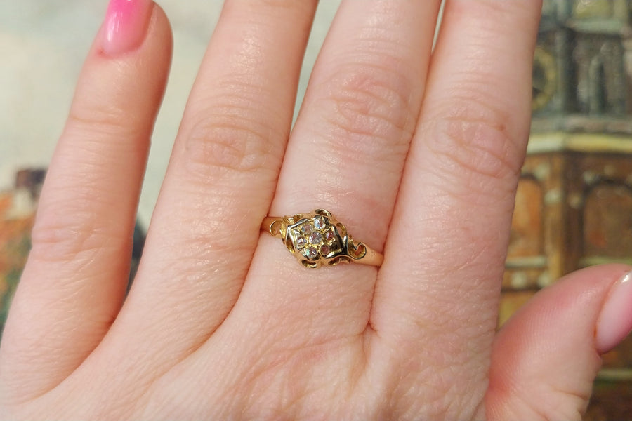 Victorian rose and old cut diamond ring from 1897-Antique rings-The Antique Ring Shop