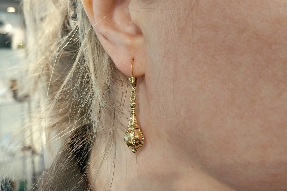 Vintage pendant earrings in 14 carat gold-The Antique Ring Shop