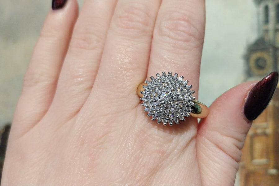 Diamond cluster ring in 14 carat gold-engagement rings-The Antique Ring Shop