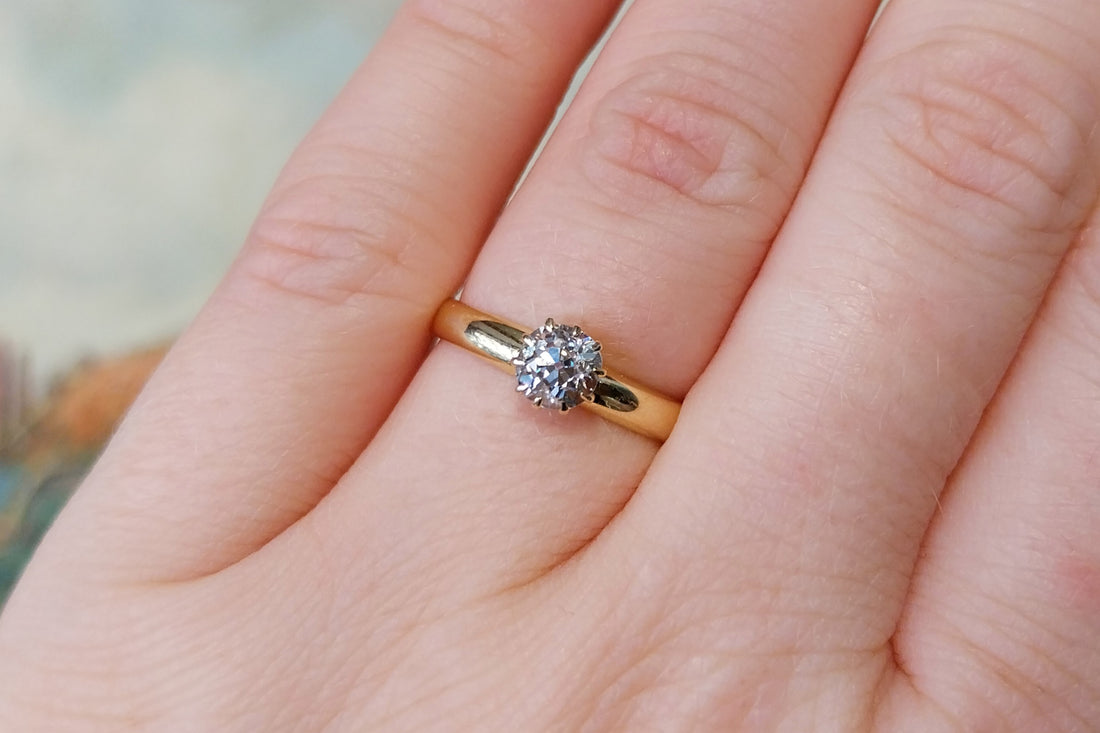 Victorian old cut diamond solitaire ring from 1892