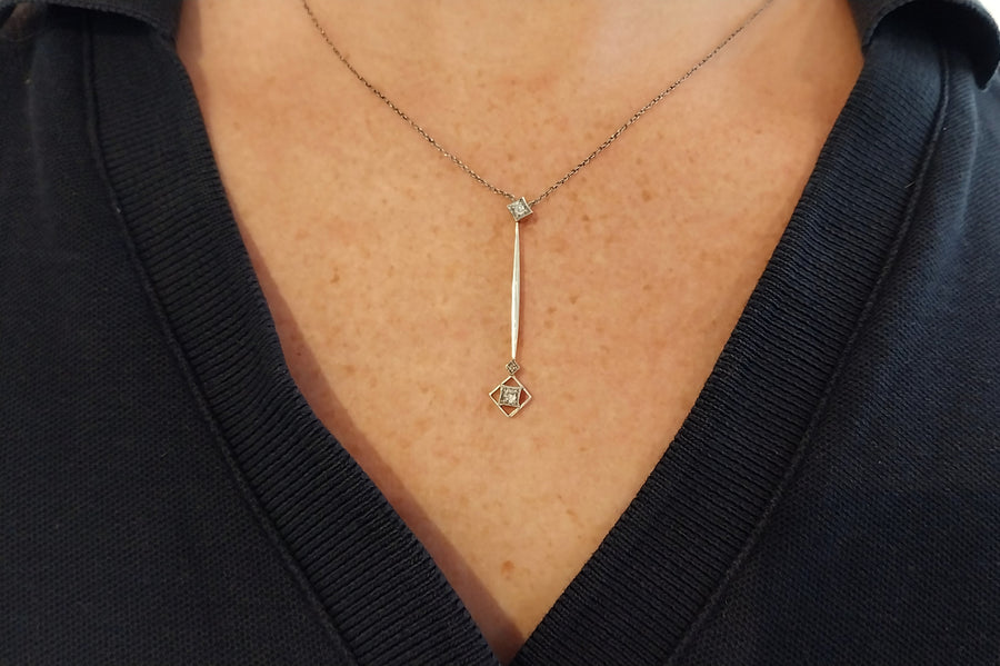 Edwardian pendant with old cut diamonds-Pendants-The Antique Ring Shop