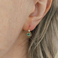 Emerald and diamond earrings-Earrings-The Antique Ring Shop