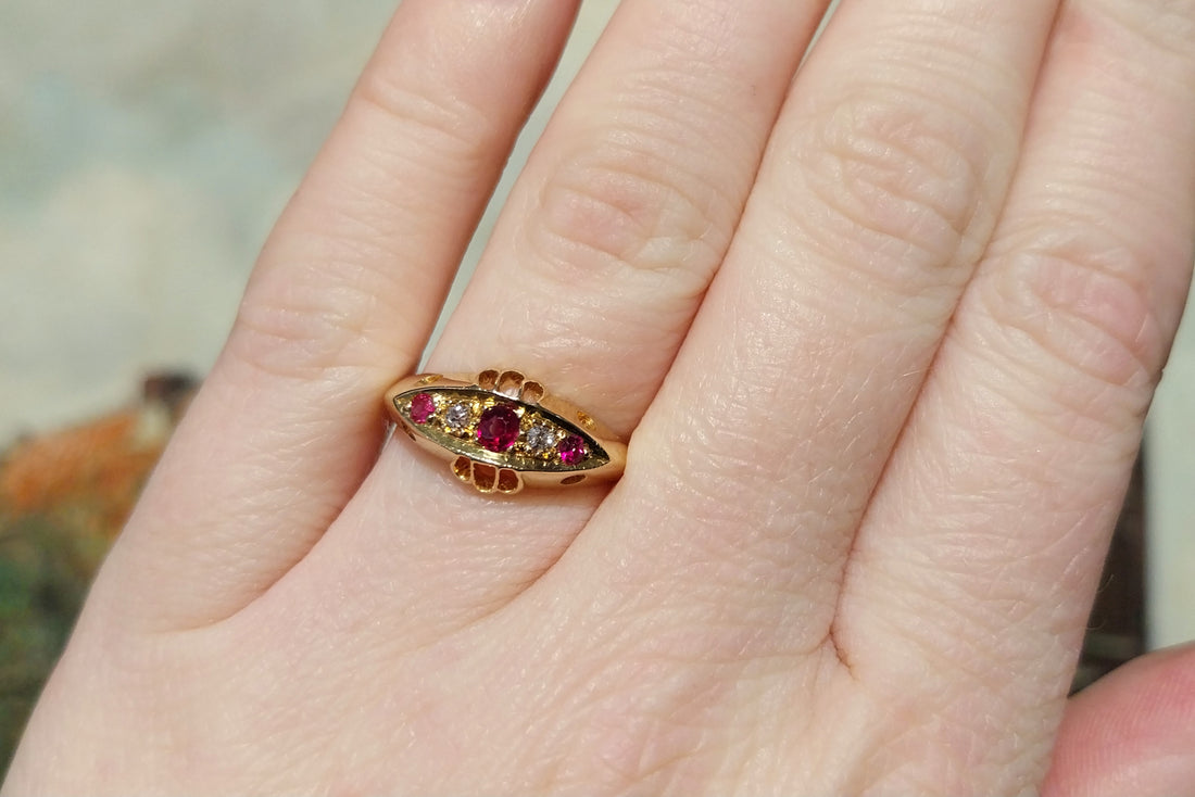 Ruby and diamond ring from 1918-Antique rings-The Antique Ring Shop