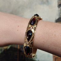 Vintage garnet bracelet in 14 carat gold-Bracelets-The Antique Ring Shop