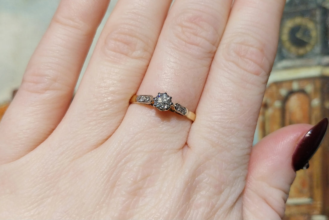 Vintage diamond ring in 18 carat gold-engagement rings-The Antique Ring Shop