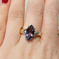 Iolite and diamond ring in 14 carat gold-Vintage Rings-The Antique Ring Shop