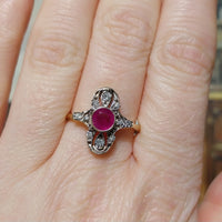 Art Deco ruby and diamond ring-Vintage Rings-The Antique Ring Shop