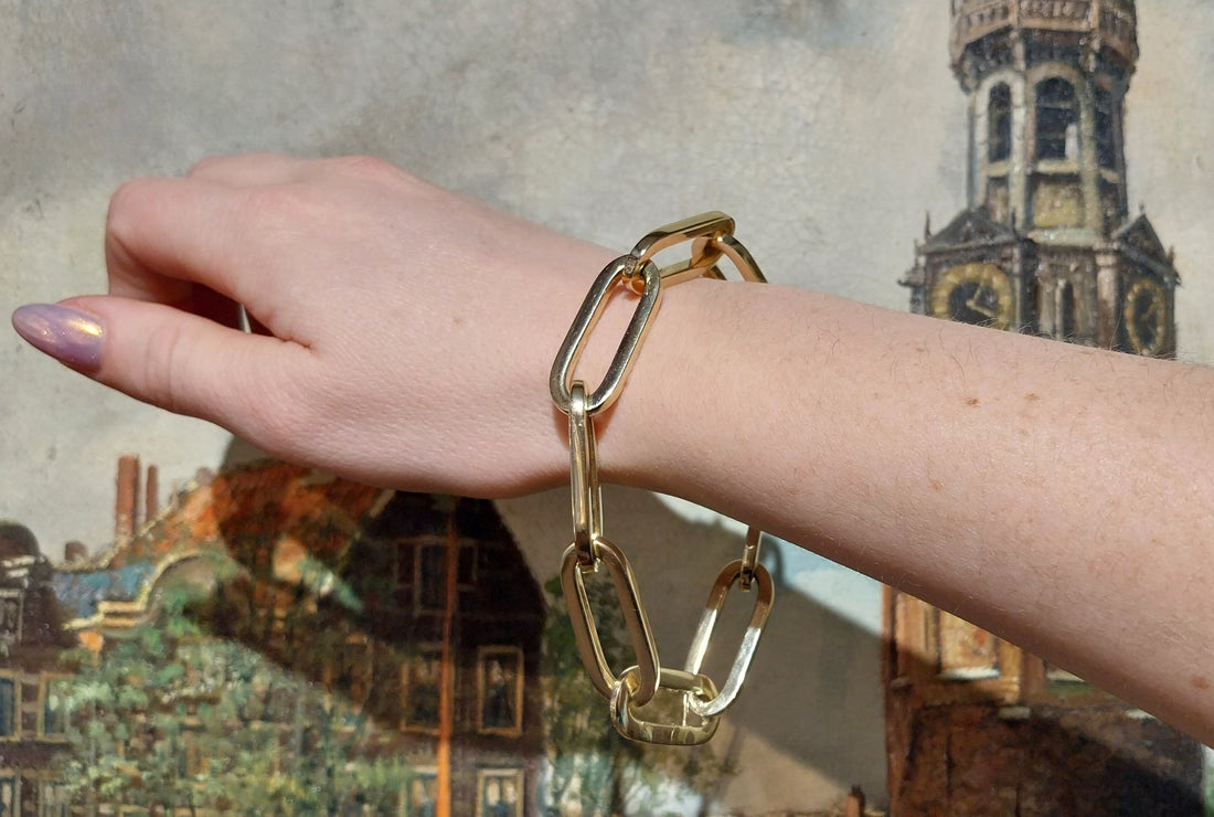 Paper clip bracelet in 14 carat gold-Bracelets-The Antique Ring Shop