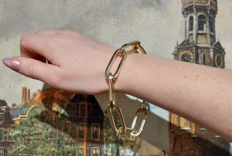 Paper clip bracelet in 14 carat gold-Bracelets-The Antique Ring Shop