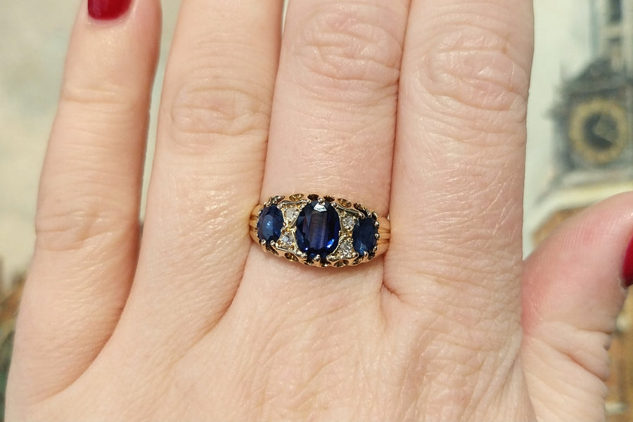Sapphire and diamond ring from 1913-Antique rings-The Antique Ring Shop