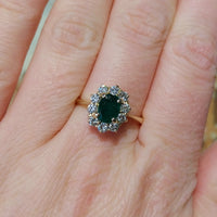 Vintage emerald and diamond ring in 18 carat gold-Vintage rings-The Antique Ring Shop
