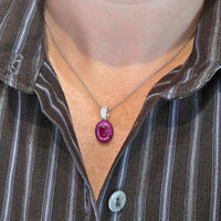 Ruby and diamond pendant in white gold-Pendants-The Antique Ring Shop