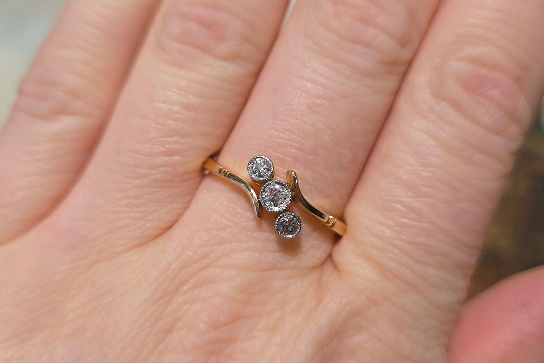 Edwardian three stone old cut diamond ring-Antique rings-The Antique Ring Shop
